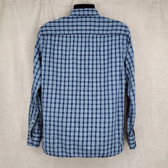 Robert Graham Tailored Fit Cotton Blue Plaid Men's Size Large Button Up Shirt - Picture 8 of 13
